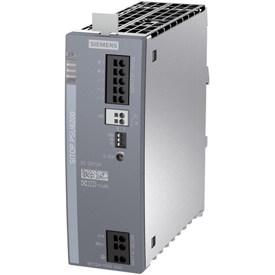 Siemens SITOP PSU6200 Switch Mode DIN Rail Power Supply, 85 → 264V ac ac, dc Input, 12V dc dc Output, 12A