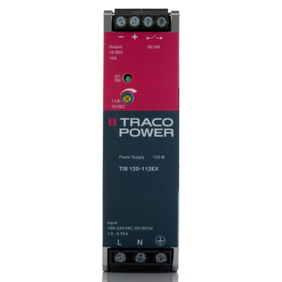 TRACOPOWER TIB 120 DIN Rail Power Supply, 85 → 264V ac ac Input, 12V dc dc Output, 10A Output, 120W