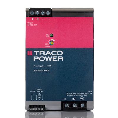 TRACOPOWER TIB 480 DIN Rail Power Supply, 85 → 264V ac ac Input, 48V dc dc Output, 10A Output, 480W