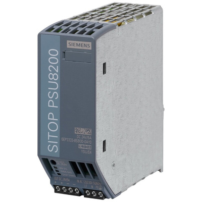 Siemens SITOP PSU8200 DIN Rail Power Supply, 120 V ac, 230 V ac ac Input, 24V dc dc Output, 5A Output, 120W