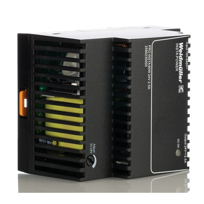 Weidmüller PRO INSTA DIN Rail Power Supply, 85 → 264V ac ac, dc Input, 24V dc dc Output, 2.5A Output, 67.4VA