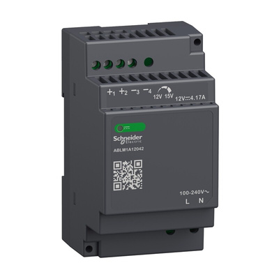 Schneider Electric ABLM1A DIN Rail Power Supply, 100 → 240V ac ac Input, 12V dc Output, 4.17A Output