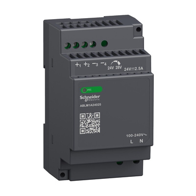 Schneider Electric ABLM1A DIN Rail Power Supply, 100 → 240V ac ac Input, 24V dc Output, 2.5A Output, 60W