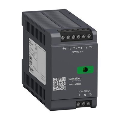 Schneider Electric ABLS1A DIN Rail Power Supply, 100 → 240V ac ac Input, 24V dc Output, 3.8A Output, 91.2W