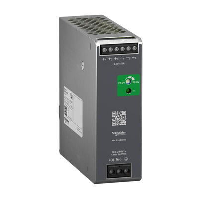 Schneider Electric ABLS1A DIN Rail Power Supply, 100-240 V, 140-340 V ac, dc Input, 24V dc Output, 5A Output, 120W