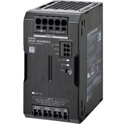 Omron S8VK-W DIN Rail Power Supply, 480V dc Input, 24V dc Output, 20A Output