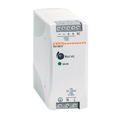 Lovato PSL DIN Rail Power Supply, 240V ac ac Input, 24V dc Output, 1.25A Output