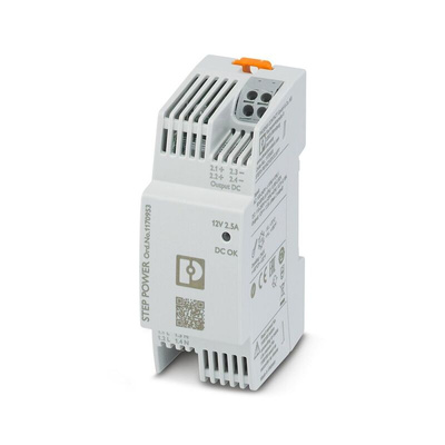 Phoenix Contact STEP POWER PSU, 100 → 240 V, 110 → 250 V ac, dc Input, 12V dc dc Output, 2.5A Output