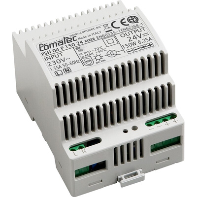 Comatec PSH DIN Rail Power Supply, 230V ac Input, 24V dc Output, 6.25A Output, 150W