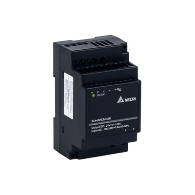 Delta Electronics DRC DIN Rail Power Supply, 90 → 264V ac ac, dc Input, 24V dc dc Output, 1.25A Output, 30W