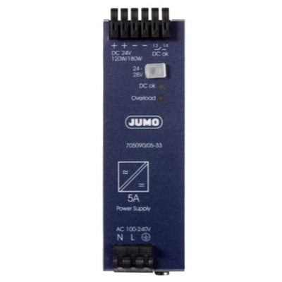 Jumo variTRON DIN Rail Power Supply, 100 to 200V ac ac Input, 24V dc dc Output, 10 → 9A Output, 240W