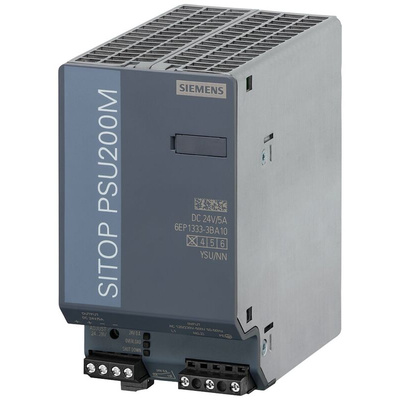 Siemens 6AG13 DIN Rail Power Supply, 120 → 500V ac Input, 24V dc Output, 5A Output, 120W