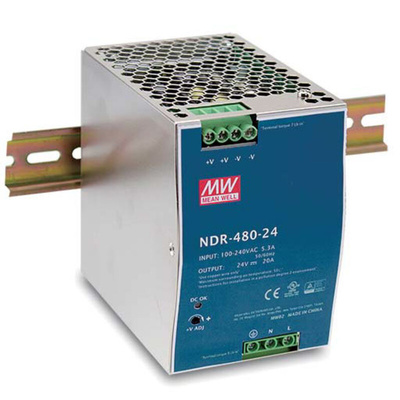 D-Link NDR-480 DIN Rail Power Supply, 90 → 264 and 127 → 370V ac, dc Input, 48V dc Output, 10A Output,