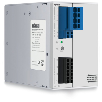 Wago 787 Switch Mode Switching Power Supply, 480V ac ac Input, 24V dc dc Output, 20A Output, 480W