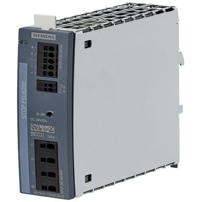Siemens 6EP3433 DIN Rail Power Supply, 400 → 500V ac ac Input, 24V dc dc Output, 5A Output