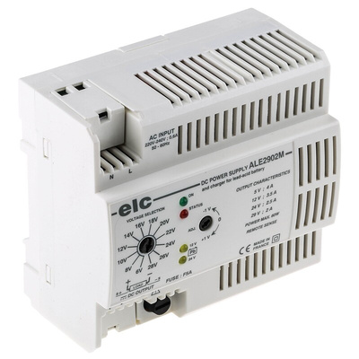 ELC ALE Switching DIN Rail Power Supply, 230V ac ac Input, 5 V c.c., 10 V c.c., 12 V c.c., 15 V c.c., 24V dc dc Output,
