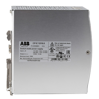 ABB CP-E Switch Mode DIN Rail Power Supply, 90 → 132V ac ac, dc Input, 12V dc dc Output, 10A Output, 120W