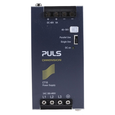 PULS DIMENSION C-Line Switch Mode DIN Rail Power Supply, 380 → 480V ac ac Input, 48V dc dc Output, 5A Output,