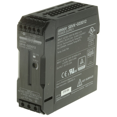 Omron S8VK-G Switch Mode DIN Rail Power Supply, 85 → 264V ac ac, dc Input, 12V dc dc Output, 2.5A Output, 30W