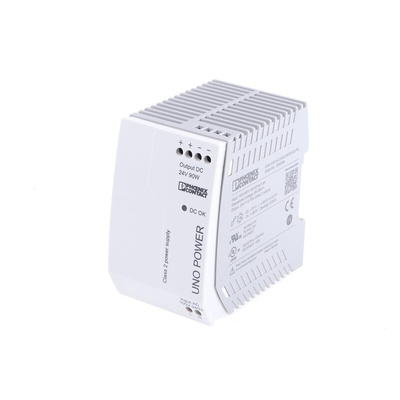 Phoenix Contact UNO-PS/1AC/24DC/90W/C2LPS Switch Mode DIN Rail Power Supply, 85 → 264V ac ac Input, 24V dc dc