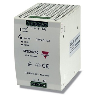 Carlo Gavazzi Switch Mode DIN Rail Power Supply, 90 → 132V ac ac, dc Input, 24V dc dc Output, 10A Output, 240W