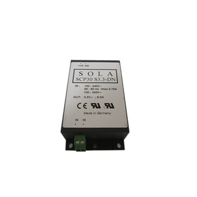 SolaHD SCP DIN Rail Power Supply, 85 → 264V ac ac, dc Input, 3.3V dc dc Output, 6A Output, 30W