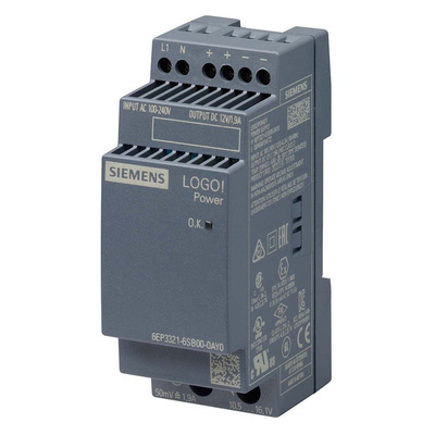 Siemens LOGO!POWER Switch Mode DIN Rail Power Supply, 100 → 240V ac, 12V dc dc Output, 1.9A Output, 23W