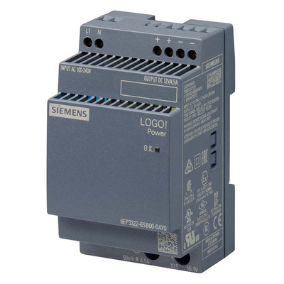 Siemens LOGO!POWER Switch Mode DIN Rail Power Supply, 230V ac ac Input, 12V dc dc Output, 4.5A Output, 54W