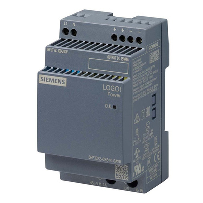 Siemens LOGO!POWER Switch Mode DIN Rail Power Supply, 230V ac, 15V dc dc Output, 4A Output, 60W