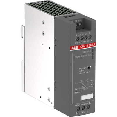 ABB CP-C.1 Switch Mode DIN Rail Power Supply, 85 → 264V ac ac, dc Input, 24V dc dc Output, 5A Output, 120W