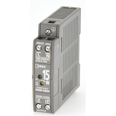 Idec PS5R DIN Rail Power Supply, 85 → 264V ac ac, dc Input, 24V dc dc Output, 650mA Output, 15W