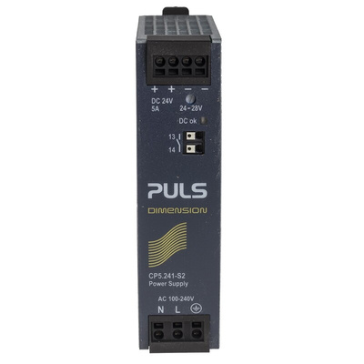 PULS CP DIN Rail Power Supply, 100 → 240V ac ac, dc Input, 24V dc dc Output, 5A Output, 120W