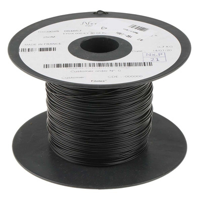 Nexans Black, 0.2 mm² Equipment Wire KY30 Series , 250m