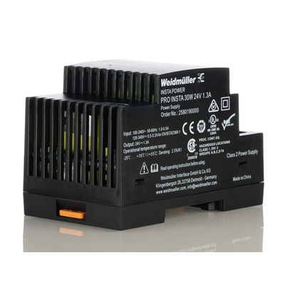 Weidmüller PRO INSTA DIN Rail Power Supply, 85 → 264V ac ac, dc Input, 24V dc dc Output, 1.3A Output