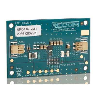 Recom Evaluation Board, for use with RPX-1.0 buck regulator module, RPX-1.0 Series