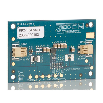 Recom Evaluation Board, for use with RPX-1.5 buck regulator module, RPX-1.5 Series