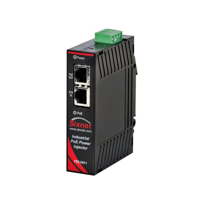 Red Lion Single Port POE Injector, 24V dc Input, 48V dc Output, 15.4W