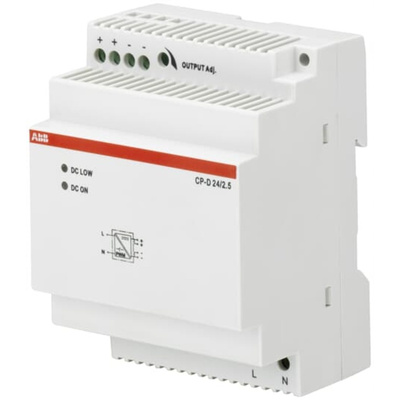 ABB CP-D DIN Rail Power Supply, 90 → 264V ac ac Input, 24V dc Output, 2.5A Output