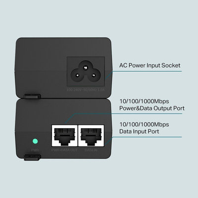 TP-Link 2 Port POE Injector, 100 - 240V Input, 1A, 30W