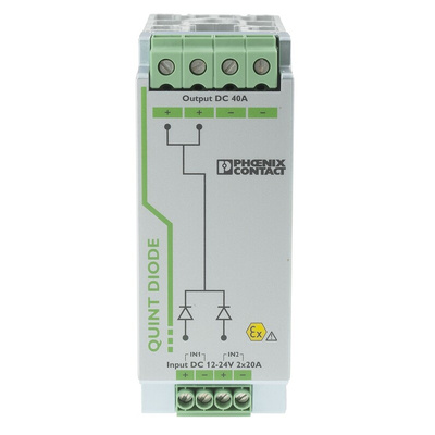 Phoenix Contact DIN Rail Diode Module, for use with DIN Rail Unit, QUINT-DIODE/12-24DC/2X20/1X40 Series