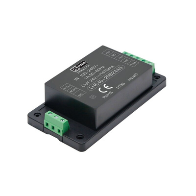 RS PRO Switching Power Supply, 12V dc, 3.3A, 40W, 1 Output, 85 → 264 V ac, 100 → 370 V dc Input Voltage
