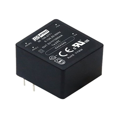 RS PRO Embedded Switch Mode Power Supply SMPS, 5V dc, 1A, 5W, 85 → 305 V ac, 100 → 430 V dc Input Voltage