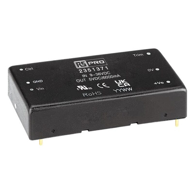 RS PRO Embedded Switch Mode Power Supply (SMPS), 5V dc, 6A, 30W, 1 Output, 9 → 36V dc Input Voltage