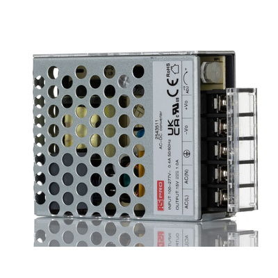 AC-DC Power Supply, 15V dc, 1A, 15W, 1 Output, 100 → 430V dc Input Voltage