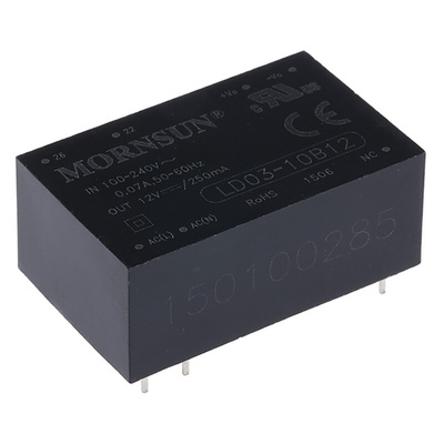 RS PRO Switching Power Supply, 12V dc, 250mA, 3W, 1 Output, 110 → 370 V dc, 85 → 264 V ac Input Voltage