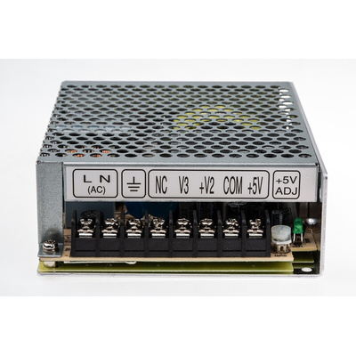 MEAN WELL Switching Power Supply, RT-65B, 5 V dc, ±12 V dc, 2.8 A, 5 A, 500 mA, 64.6W, Triple Output, 125 → 373