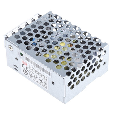 MEAN WELL Switching Power Supply, RS-15-12, 12V dc, 1.3A, 15.6W, 1 Output, 120 → 370 V dc, 85 → 264 V ac