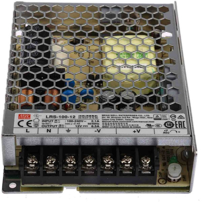 MEAN WELL Switching Power Supply, LRS-100-12RS, 12V dc, 8.5A, 102W, 1 Output, 120 → 373 V dc, 85 → 264 V