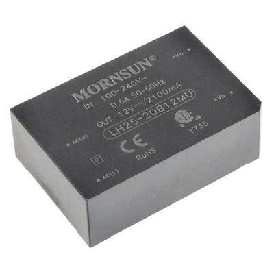 RS PRO Switching Power Supply, 12V dc, 2.1A, 25W, 1 Output, 264 V ac, 370 V dc Input Voltage