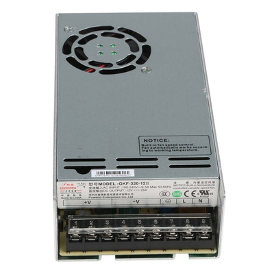RS PRO Switching Power Supply, 12V dc, 25A, 300W, 1 Output, 120 → 370 V dc, 90 → 264 V ac Input Voltage